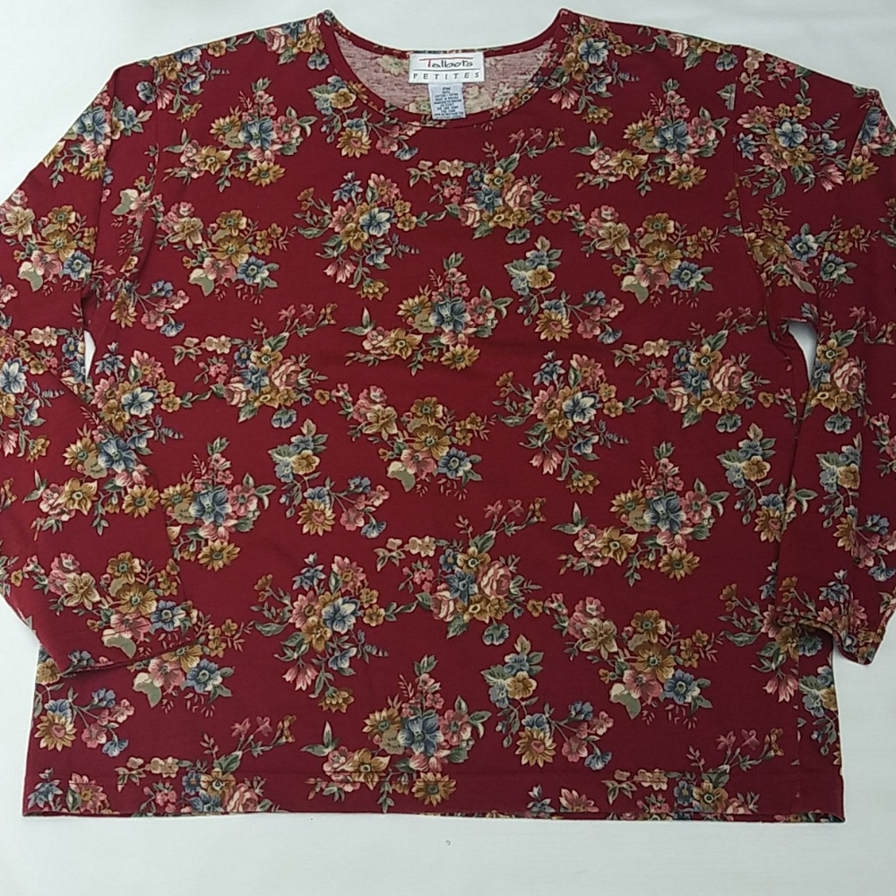 TALBOTS * Long Sleeve Floral Cotton Top